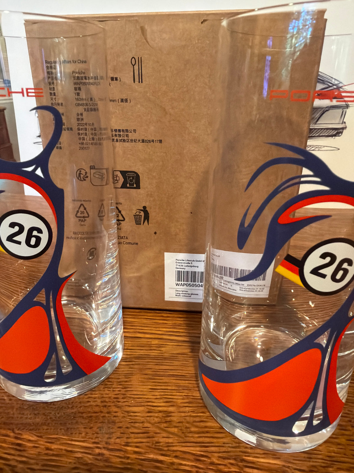 Set of Two Porsche Racing Glass Tumblers
