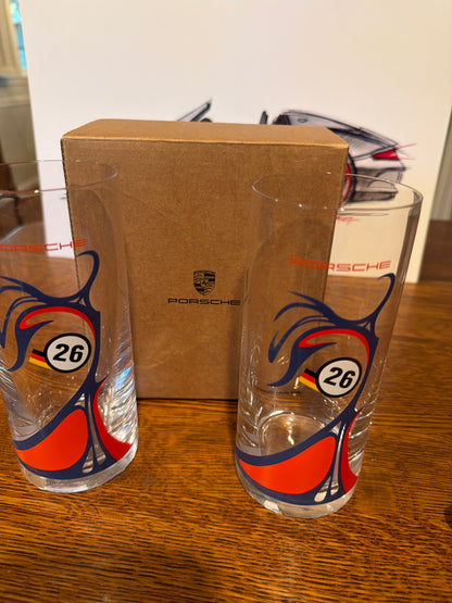 Set of Two Porsche Racing Glass Tumblers