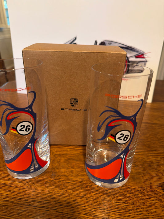 Set of Two Porsche Racing Glass Tumblers