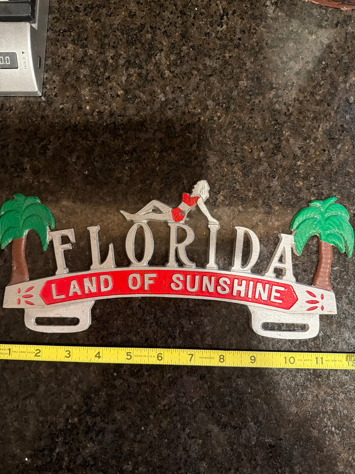 Vintage Florida "Land of Sunshine" License Plate Topper