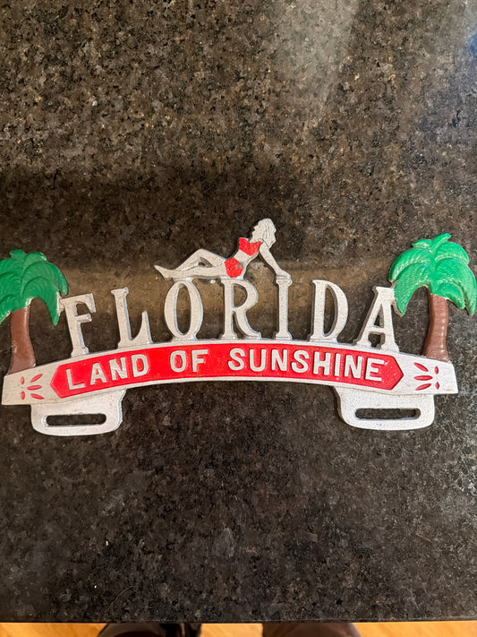 Vintage Florida "Land of Sunshine" License Plate Topper