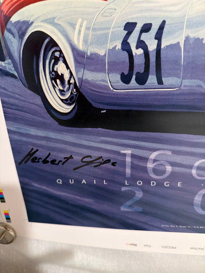 RARE Porsche Race Car Classic 2011 Hand signed H.Linge & H.Herrmann poster art proof