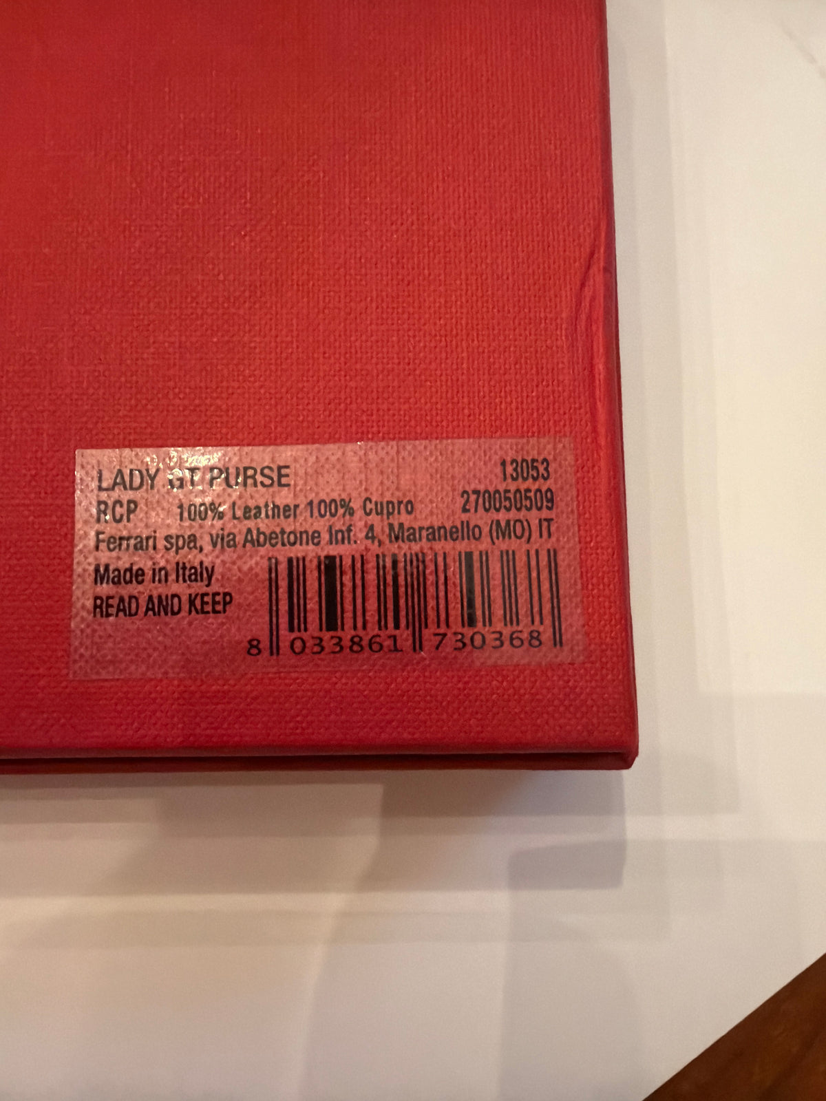 Ferrari Maranello SPA Leather Italian Pocket Purse