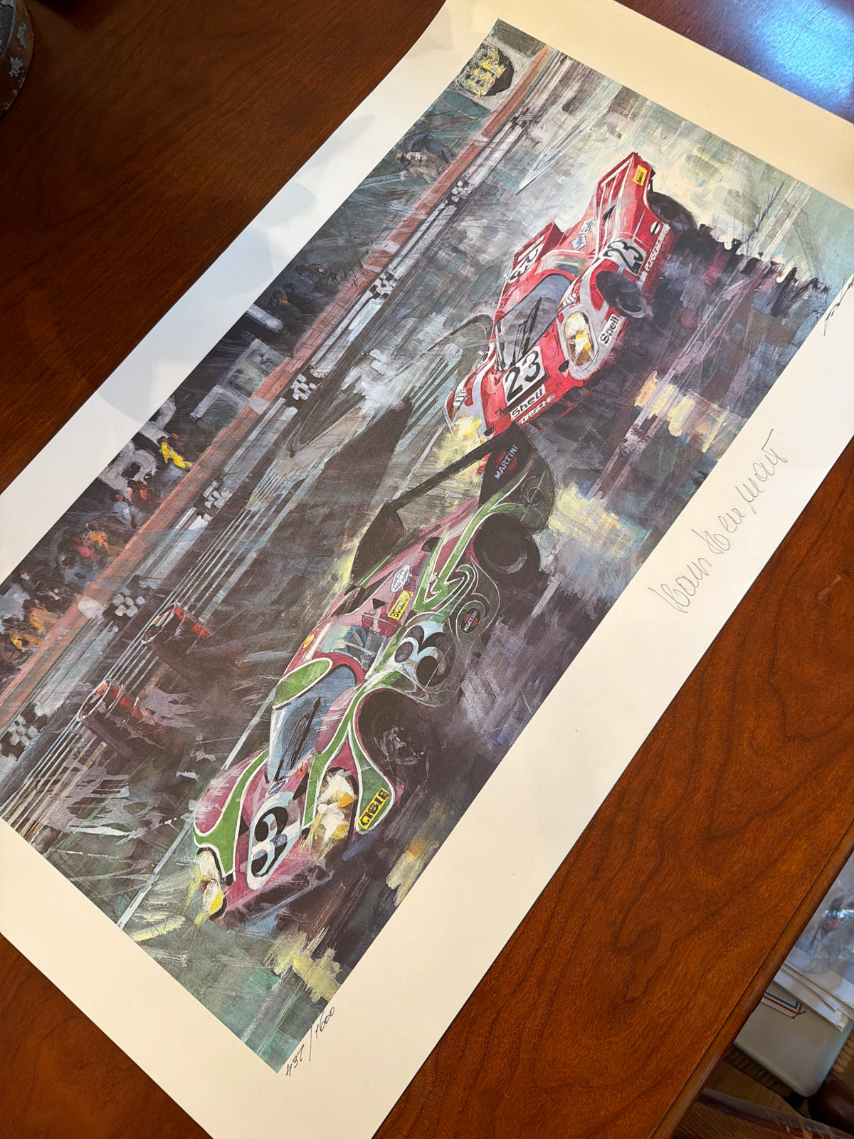 Vintage Porsche Lemans 1970 Ltd Ed # Print Signed Gotschke & Hans Hermann
