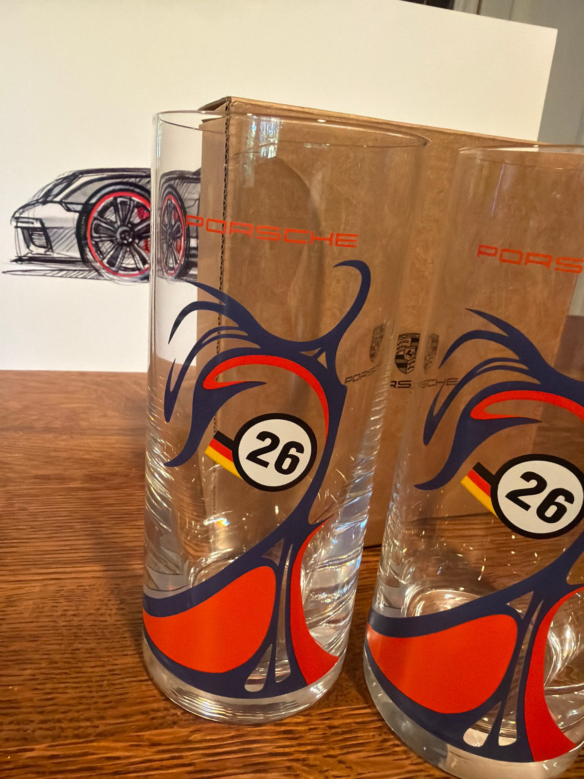 Set of Two Porsche Racing Glass Tumblers